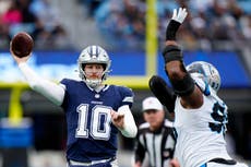 Rush lanza 3 TDs, récord personal; Cowboys provocan 4 pérdidas y vencen 30-14 a Panthers