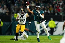 Hurts logra 3 TDs y los Eagles vencen 27-13 a Steelers, su 10ma victoria al hilo, récord del equipo