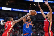 Brunson logra su máxima cifra de la campaña con 39 puntos, y Knicks vencen 104-93 a Pelicans