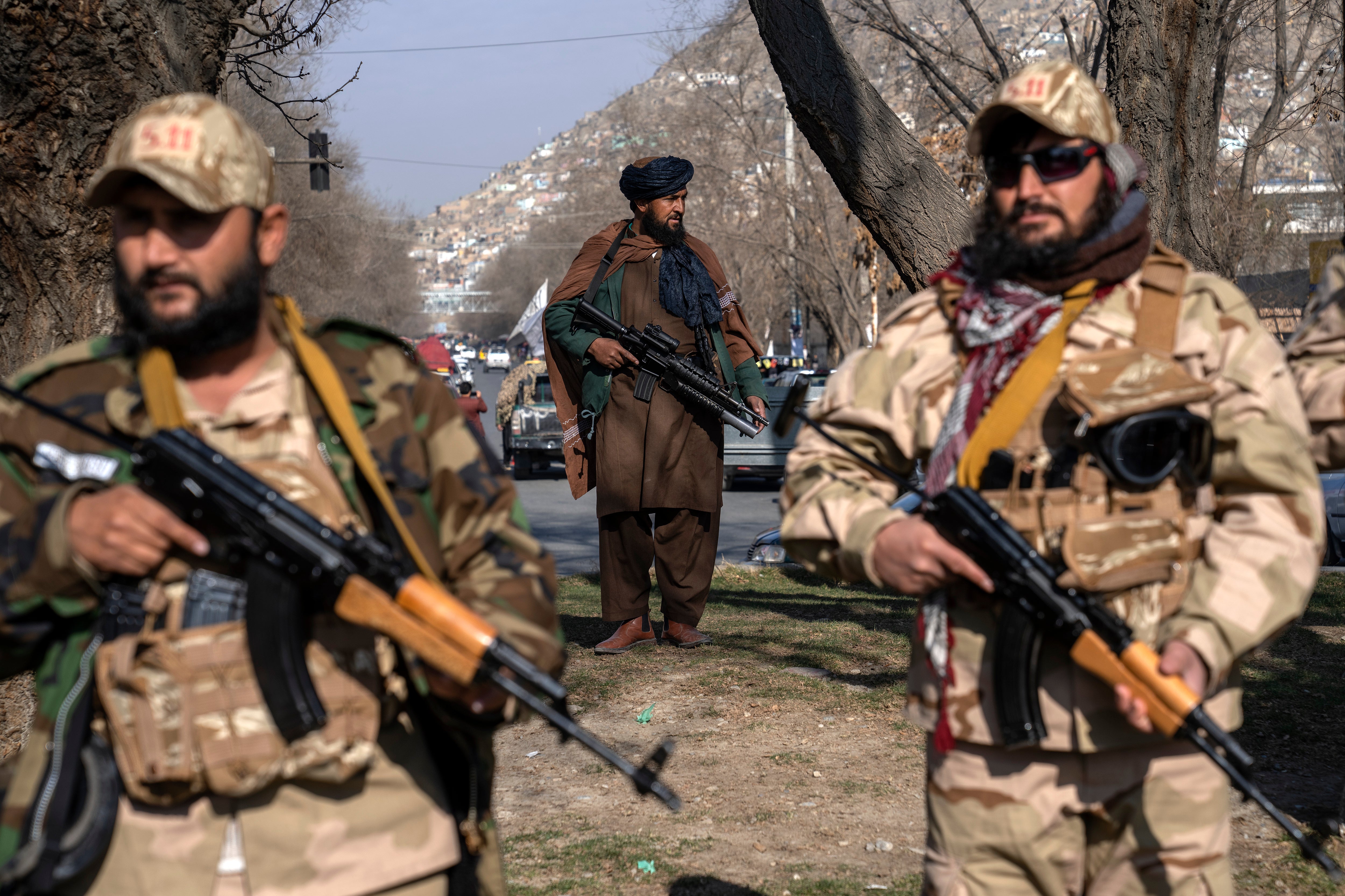 Combatientes talibanes en Kabul, la capital afgana, durante el “Boxing Day”