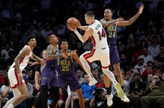 Herro anota 32, Adebayo roza el triple-doble y el Heat gana 119-108 a Pelicans