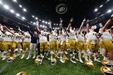 Defensa y equipos especiales llevan a Notre Dame a victoria 23-10 sobre Georgia en el Sugar Bowl