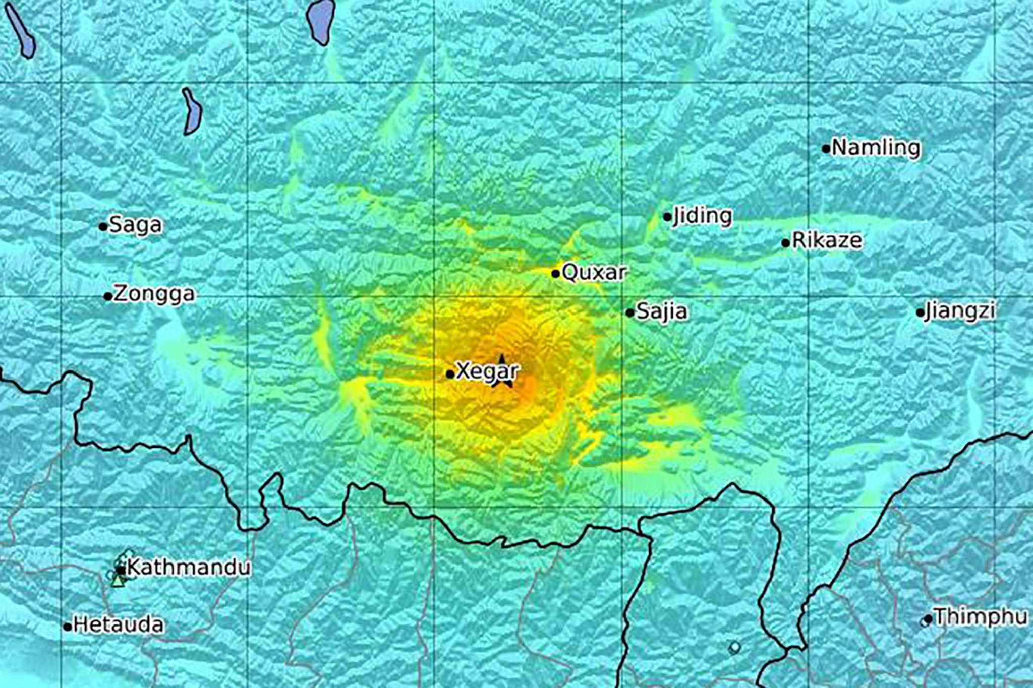 El epicentro se registró a unos 177 km al suroeste de Shigatse, Tíbet