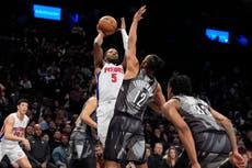 Pistons logran su quinta victoria consecutiva, 113-98 sobre Nets, y se ponen por arriba de .500