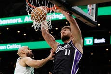 Sabonis logra 23 puntos e impone récord personal de 28 rebotes en victoria de Kings sobre Celtics