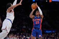 Cunningham anota 36 puntos y Pistons en racha vencen otra vez a Knicks, 124-119