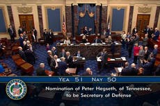 Confirman a Hegseth para ser secretario de Defensa de Trump tras voto de desempate