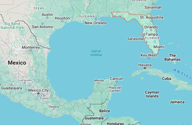 <p>Google Maps cambió el nombre del Golfo de México por el de Golfo de América para los usuarios estadounidenses </p>