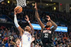 Gilgeous-Alexander anota 51 y el Thunder vence 137-128 a los Rockets en su 50ma victoria