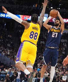 Un triple decisivo de Jamal Murray ayuda a los Nuggets a vencer 131-126 a los Lakers