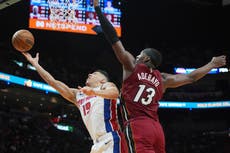 Cunningham anota triple de la victoria y Pistons vencen 116-113 a Heat que suma nueve derrotas