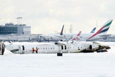 Informe indica que avión de Delta que volcó en Toronto el mes pasado mostró alta tasa de descenso