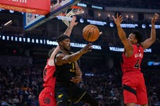 Butler anota 18 y Curry se lesiona en victoria de Warriors 117-114 sobre Raptors