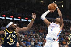 Gilgeous-Alexander anota 33 y Thunder vence 132-111 a Pacers para su 9ª victoria al hilo