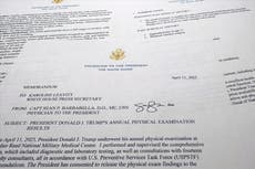 Trump está "en plena forma" para ser comandante en jefe, dice su médico tras examen físico.