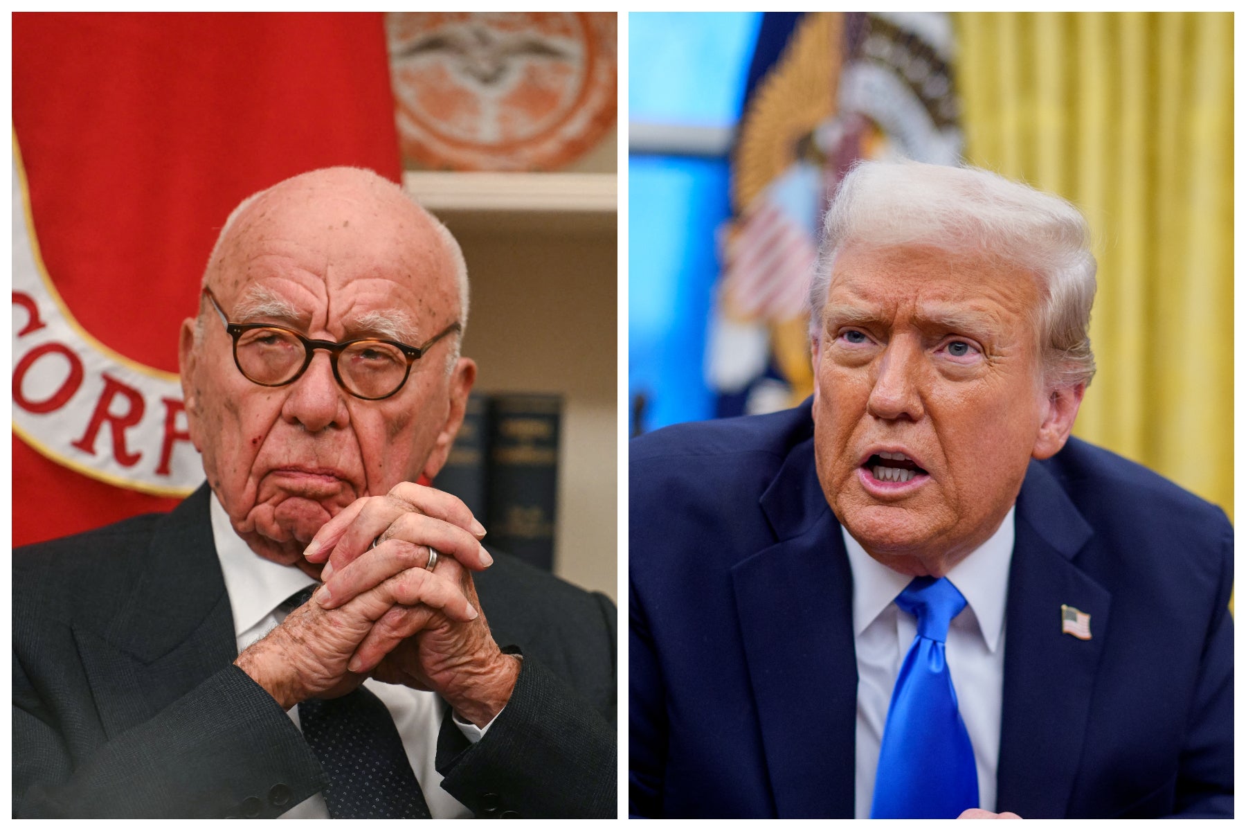 Donald Trump demandó a Rupert Murdoch y a los conglomerados de noticias News Corp y Dow Jones tras la publicación en The Wall Street Journal de una supuesta tarjeta de cumpleaños que el presidente envió a Jeffrey Epstein. Trump también demandó a los dos periodistas cuyos pies de autores aparecen en el artículo