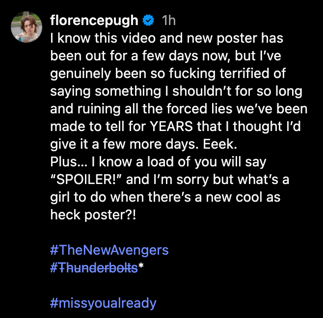 Florence Pugh confirmó el cambio de título de 'Thunderbolts'