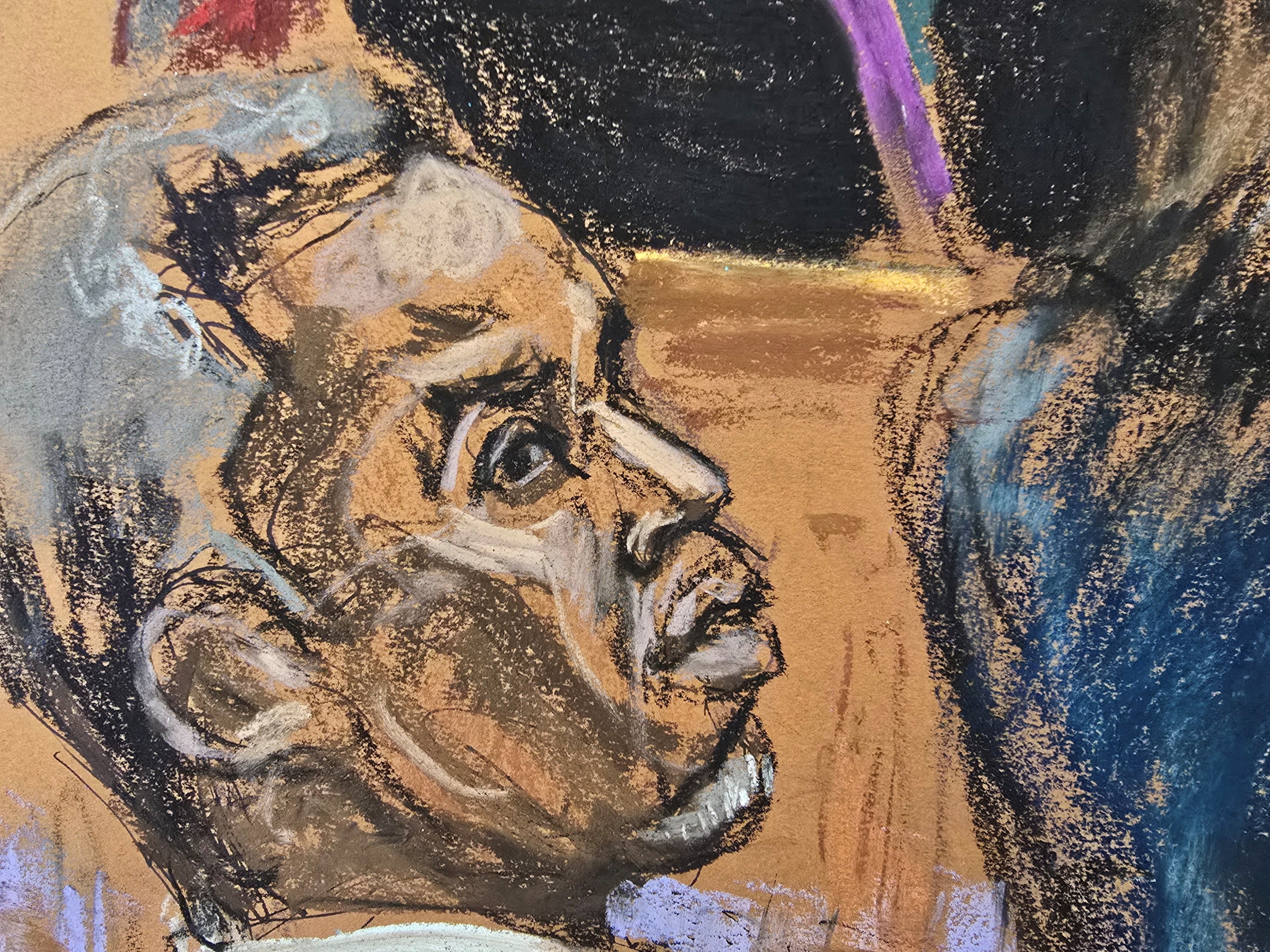 Retrato de Diddy escuchando el interrogatorio de su exnovia Ventura