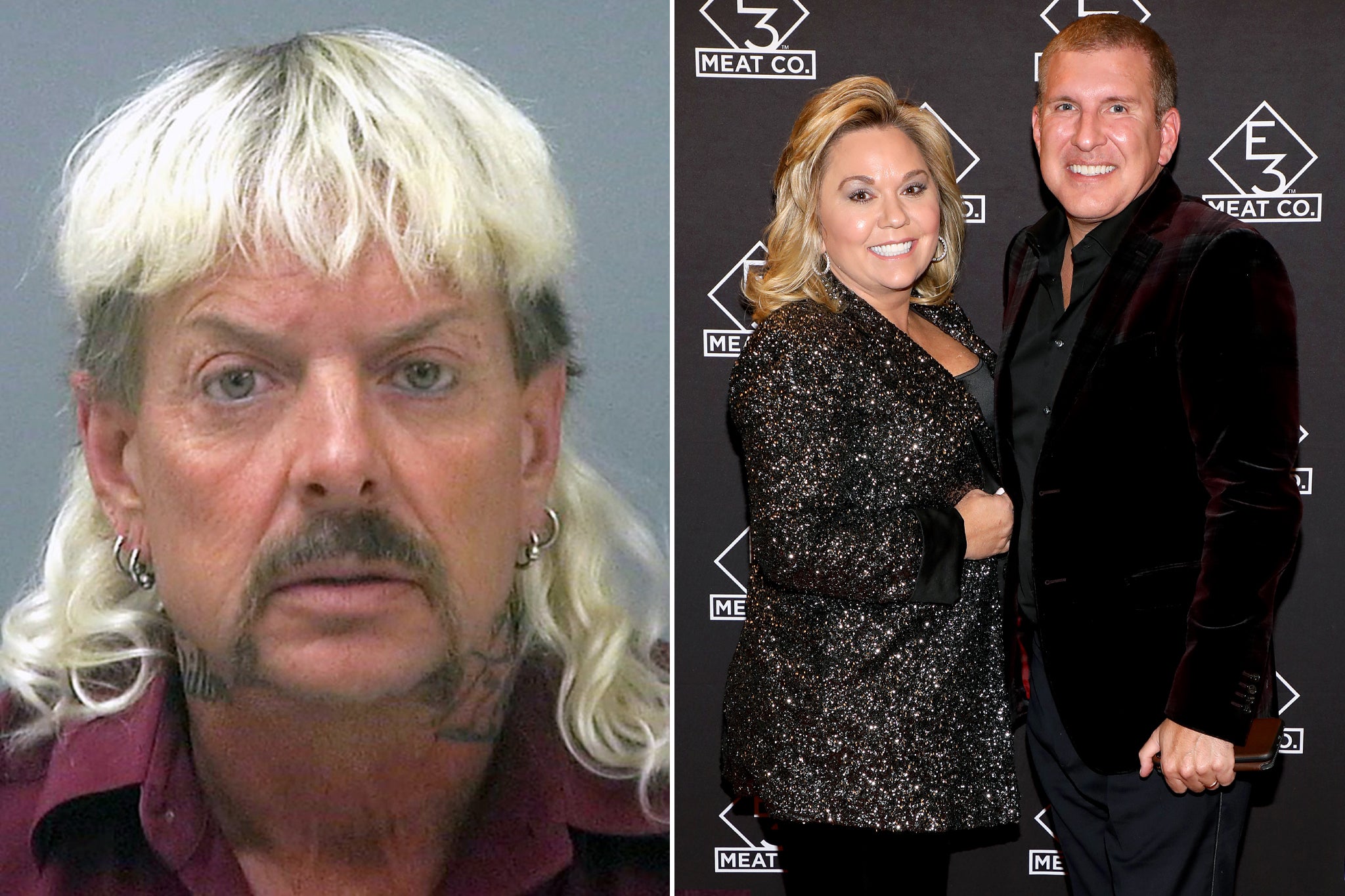 Joe Exotic (izquierda) y Julie y Todd Chrisley