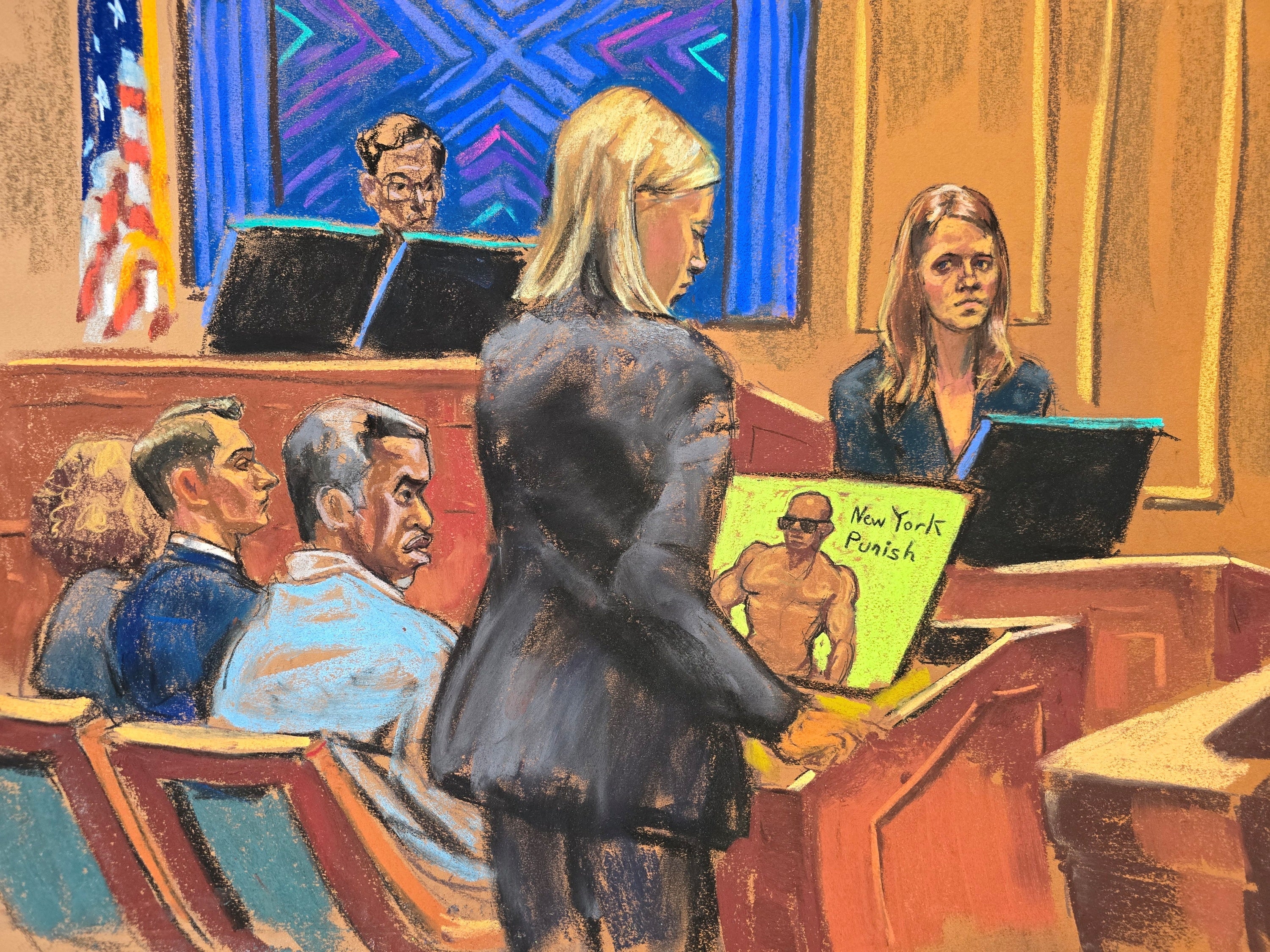 Sean “Diddy” Combs escucha mientras la agente especial DeLeassa Penland testifica sobre registros de hotel, detalles de vuelos y mensajes de texto en su juicio por tráfico sexual