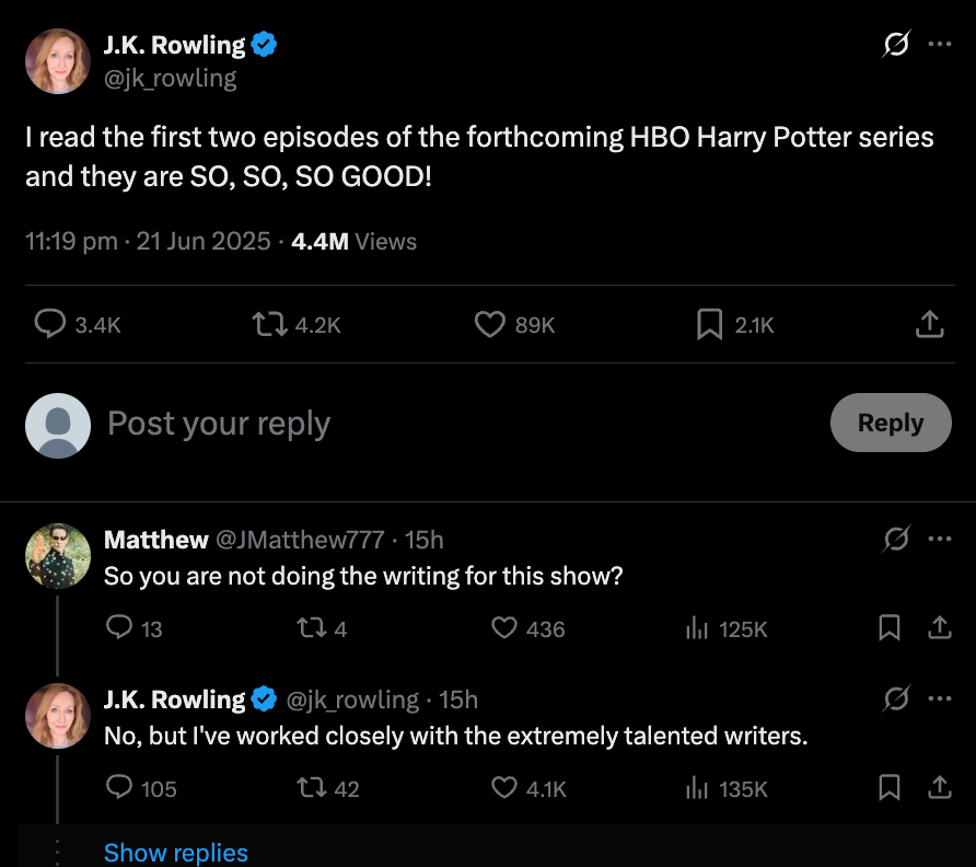J. K. Rowling elogia los primeros episodios de la serie de ‘Harry Potter’ de HBO