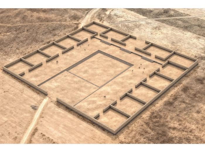 Reconstrucción digital de un antiguo templo sudamericano descubierto recientemente por un grupo de arqueólogos internacionales. El templo se conoce como Palaspata
