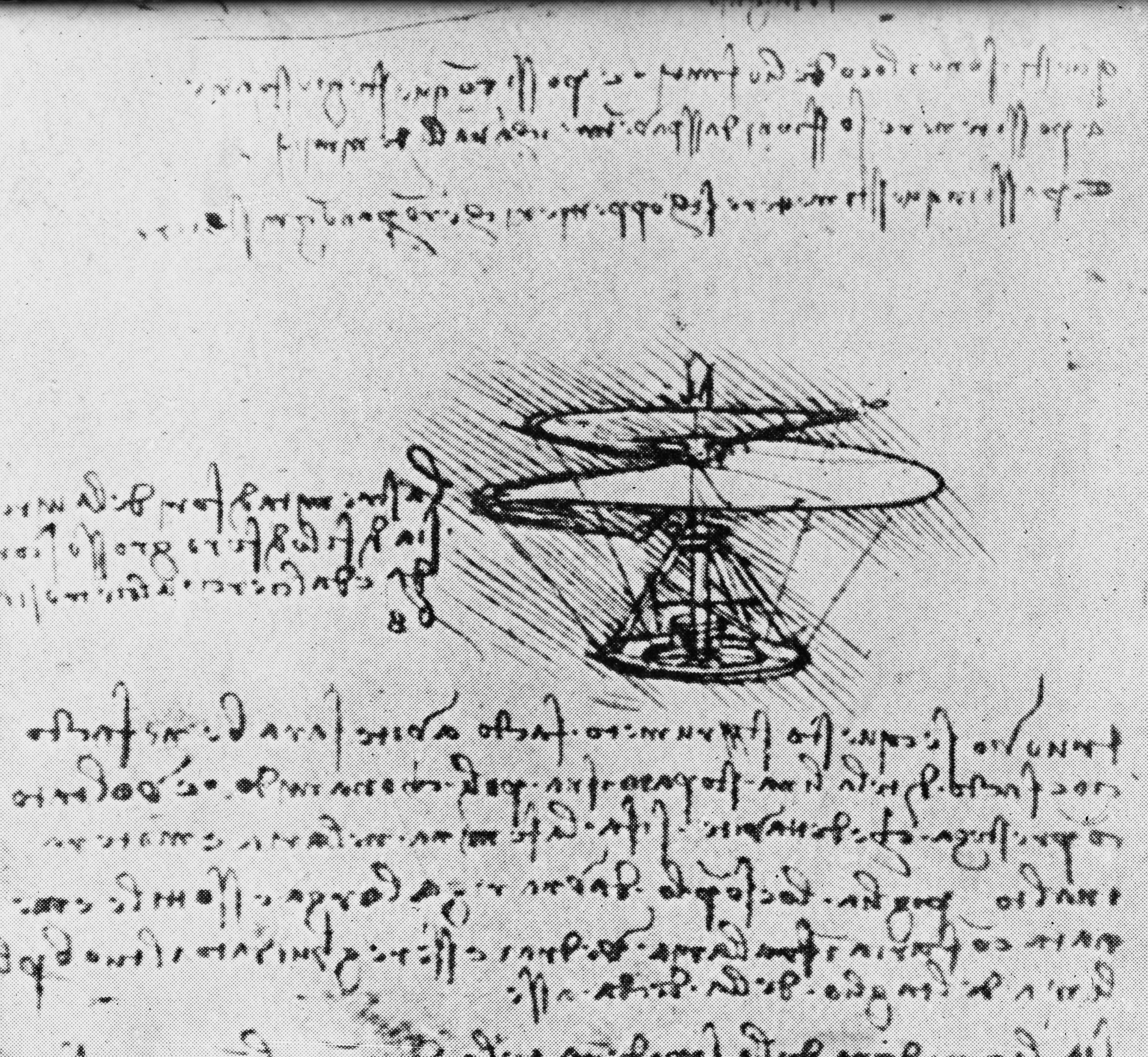 El “tornillo aéreo” de Leonardo da Vinci, un diseño rescatado de sus cuadernos originales
