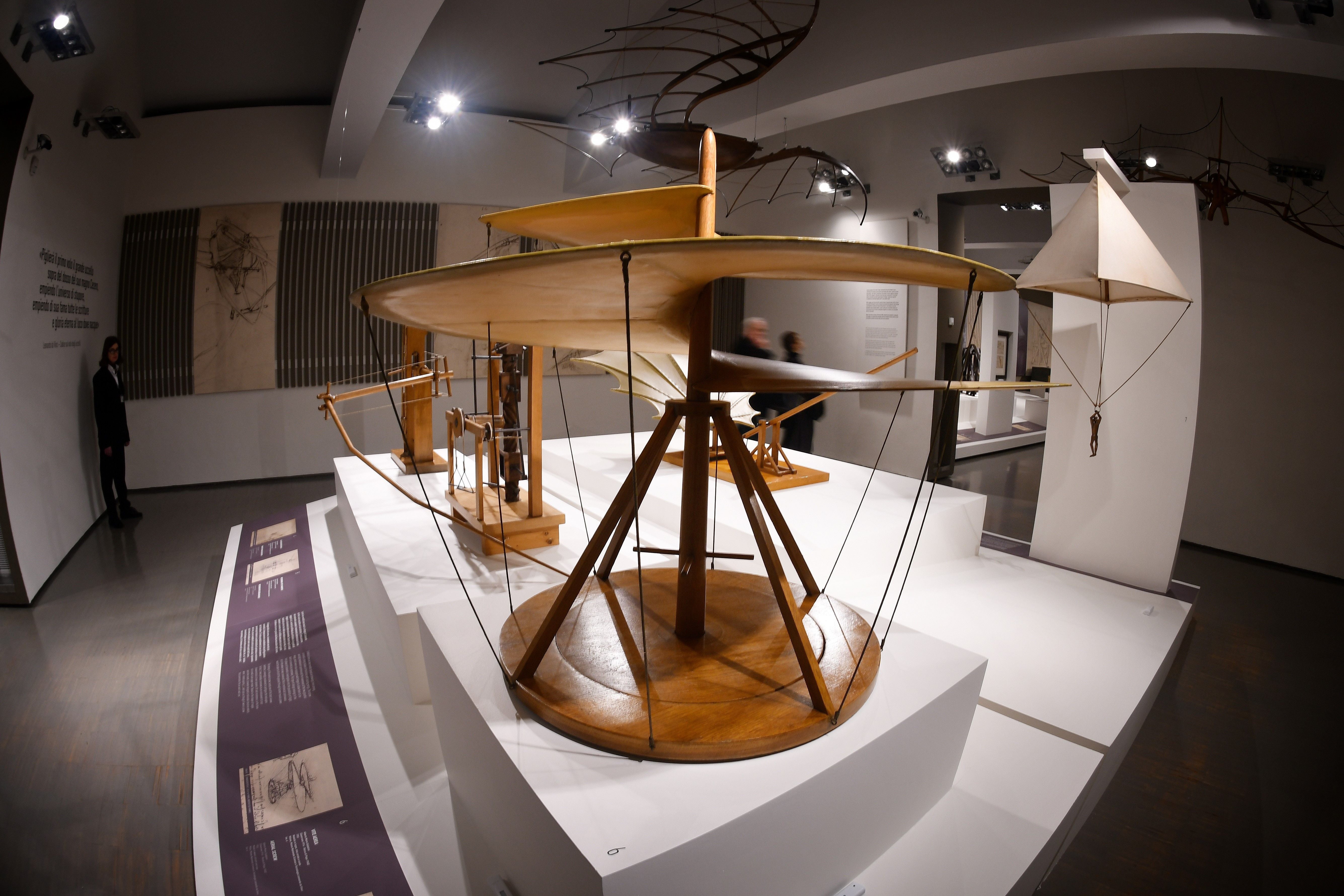 Reproducción de la Vite Aerea, diseño de helicóptero concebido por Leonardo da Vinci entre 1487 y 1490