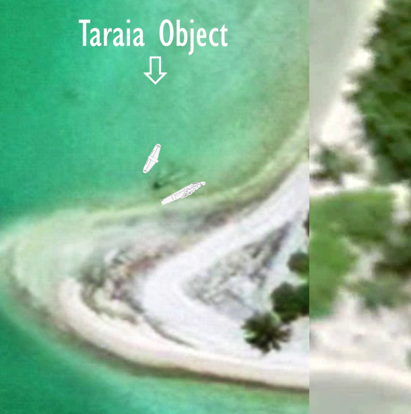 Según los investigadores, esta foto satelital se tomó en 2015, un año después de que un intenso ciclón tropical desplazara la arena y posiblemente dejara al descubierto el avión