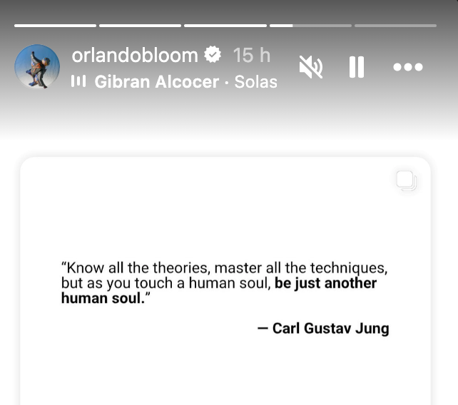 Orlando Bloom compartió una cita sobre la “soledad” en Instagram