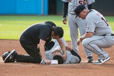 Gleyber Torres, astro venezolano de Tigres, sale del juego en Cleveland tras codazo en el cuello