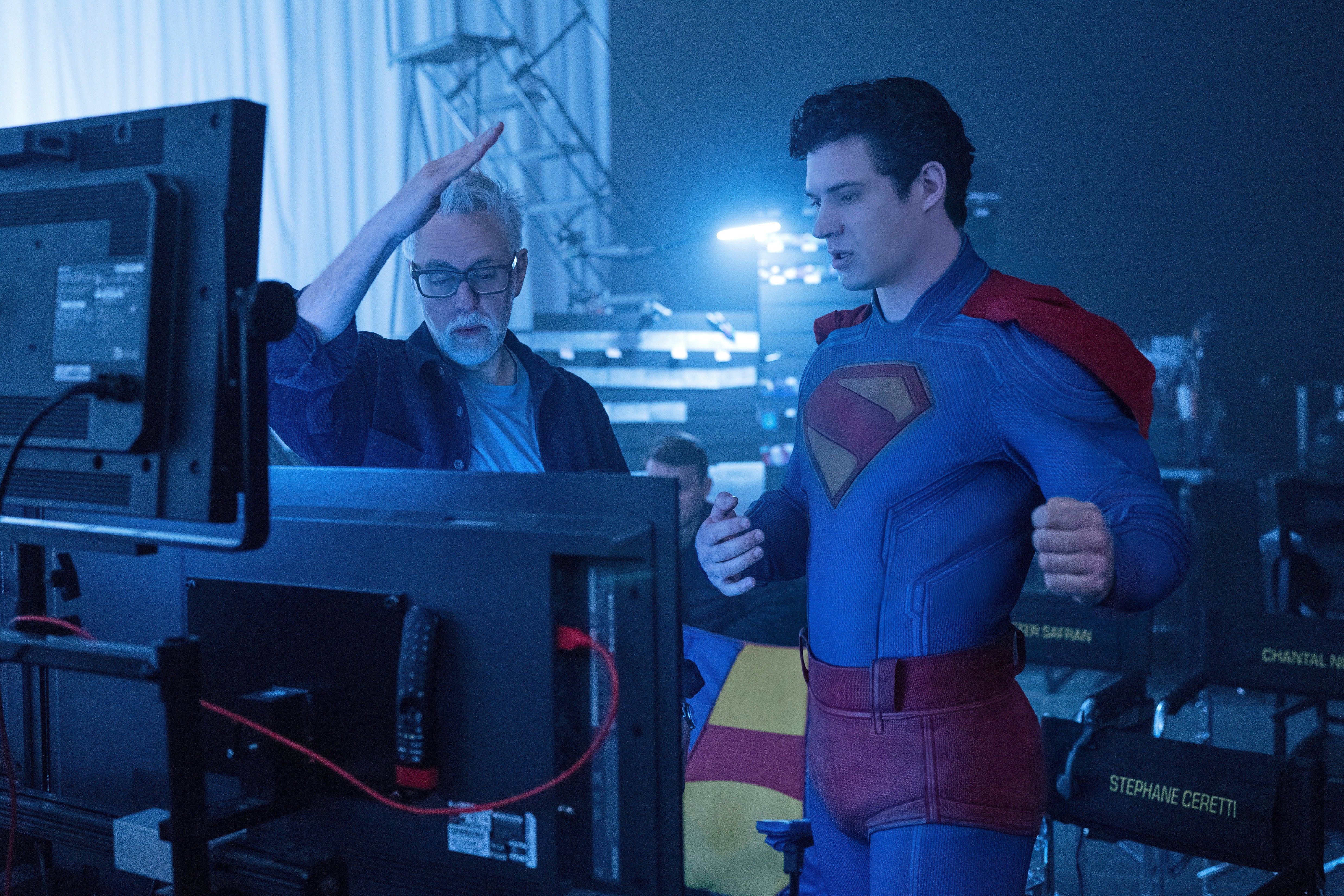 James Gunn y David Corenswet en el rodaje de ‘Superman’