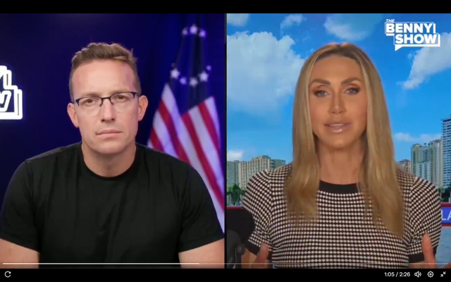 <p>Lara Trump defiende la gestión de su suegro sobre la polémica de Epstein en una entrevista con Benny Johnson el lunes 14 de julio de 2025</p>