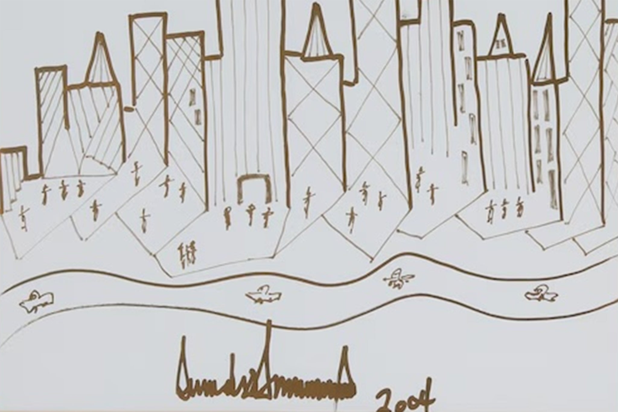 Este boceto del perfil de Manhattan, hecho por Trump en 2005, fue subastado en 2017