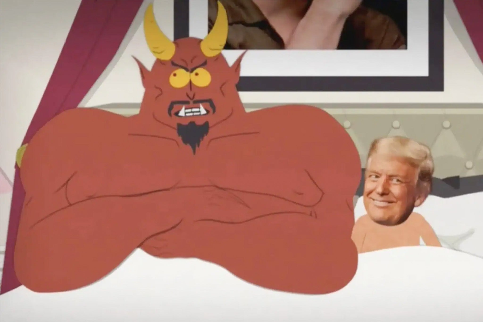 Una caricatura de Donald Trump apareció en la cama con Satanás en el episodio