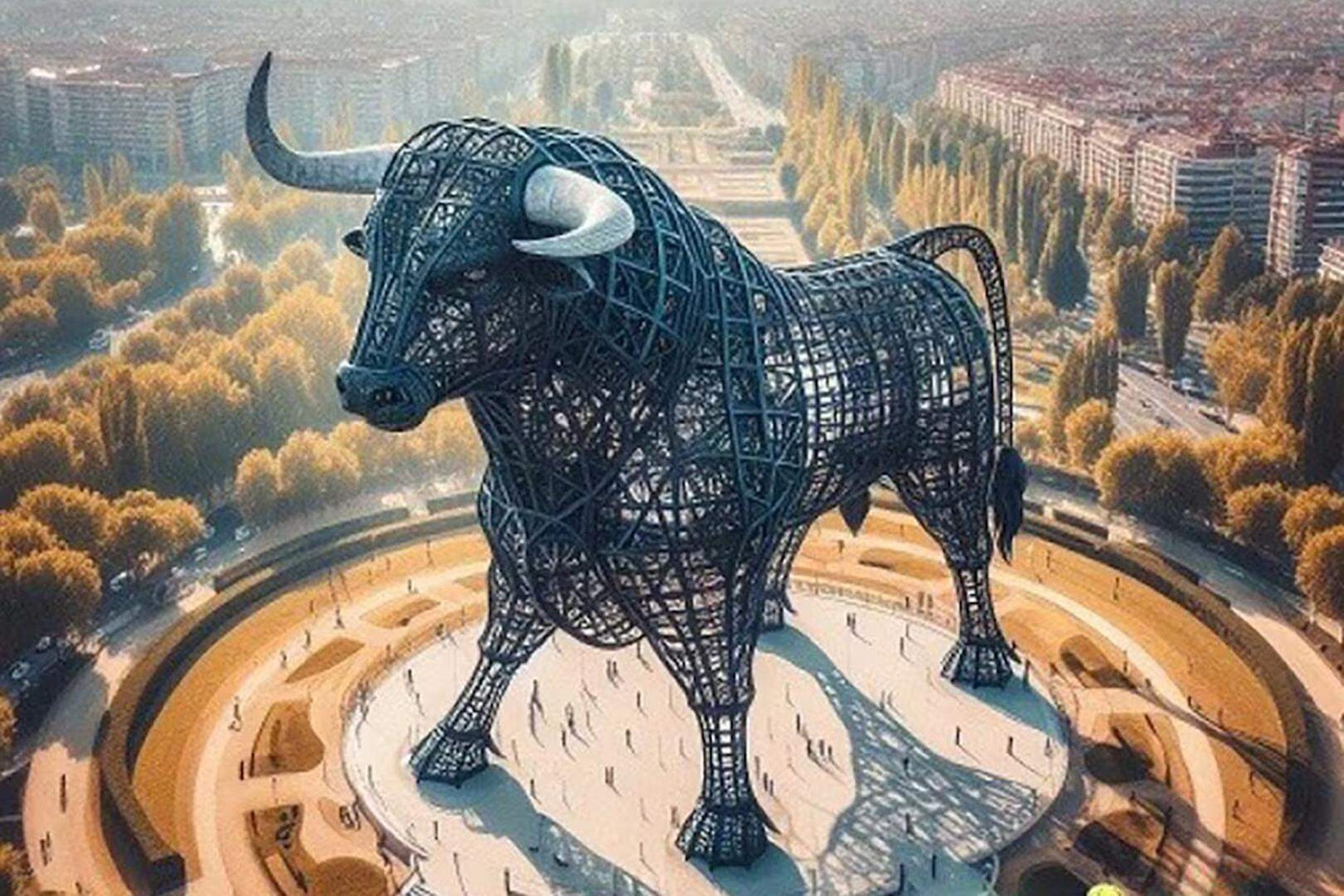 El toro metálico de 300 metros de altura tendría plataformas de observación panorámicas en los cuernos