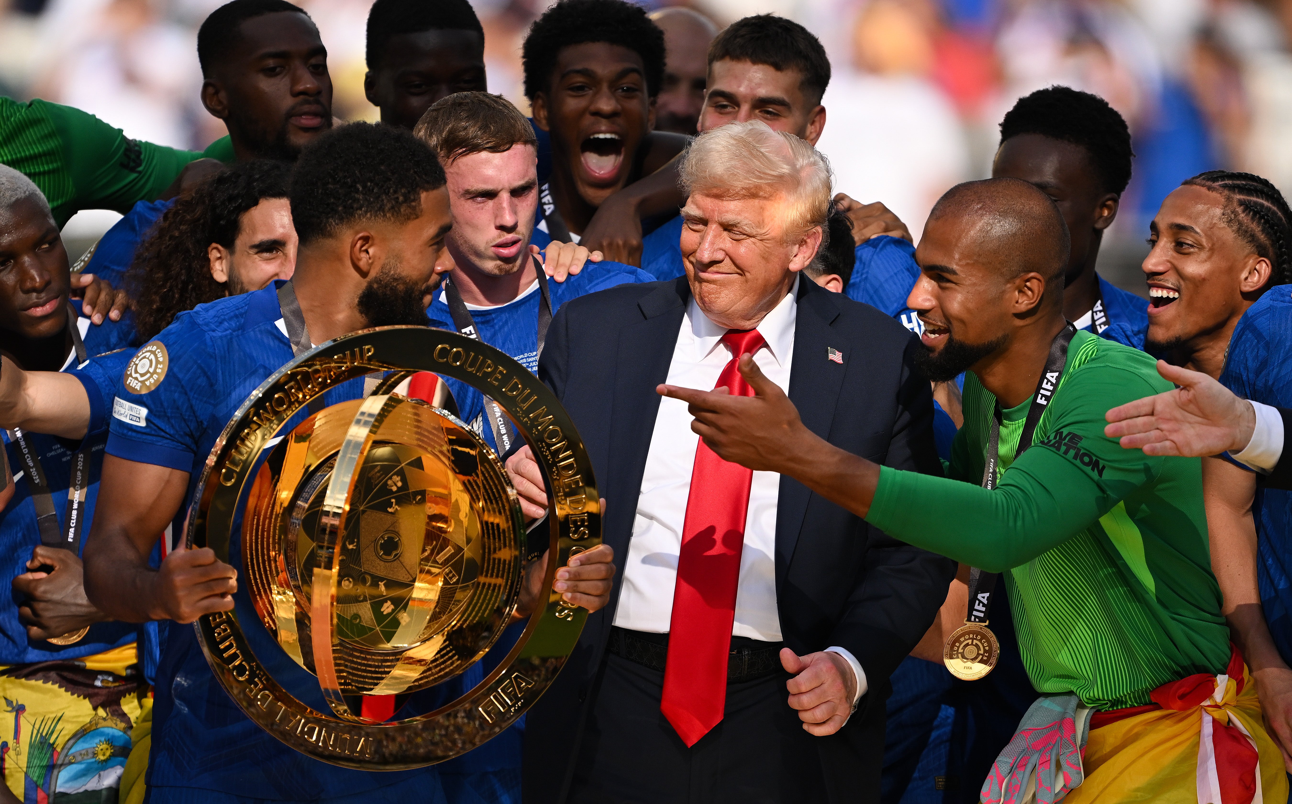 Trump estuvo presente durante la presentación de la Copa Mundial de Clubes de la FIFA para los ganadores, el Chelsea FC