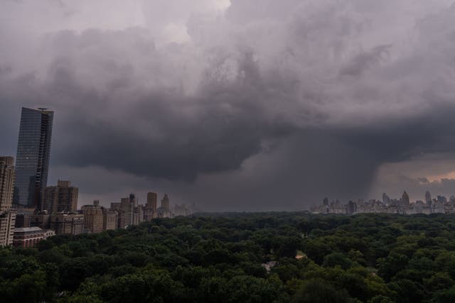 <p>El jueves, importantes tormentas azotaron Nueva York y la costa este, las cuales provocaron retrasos en los vuelos y caos en el tráfico de cercanías. El partido de los Yankees tuvo que retrasarse por la lluvia</p>