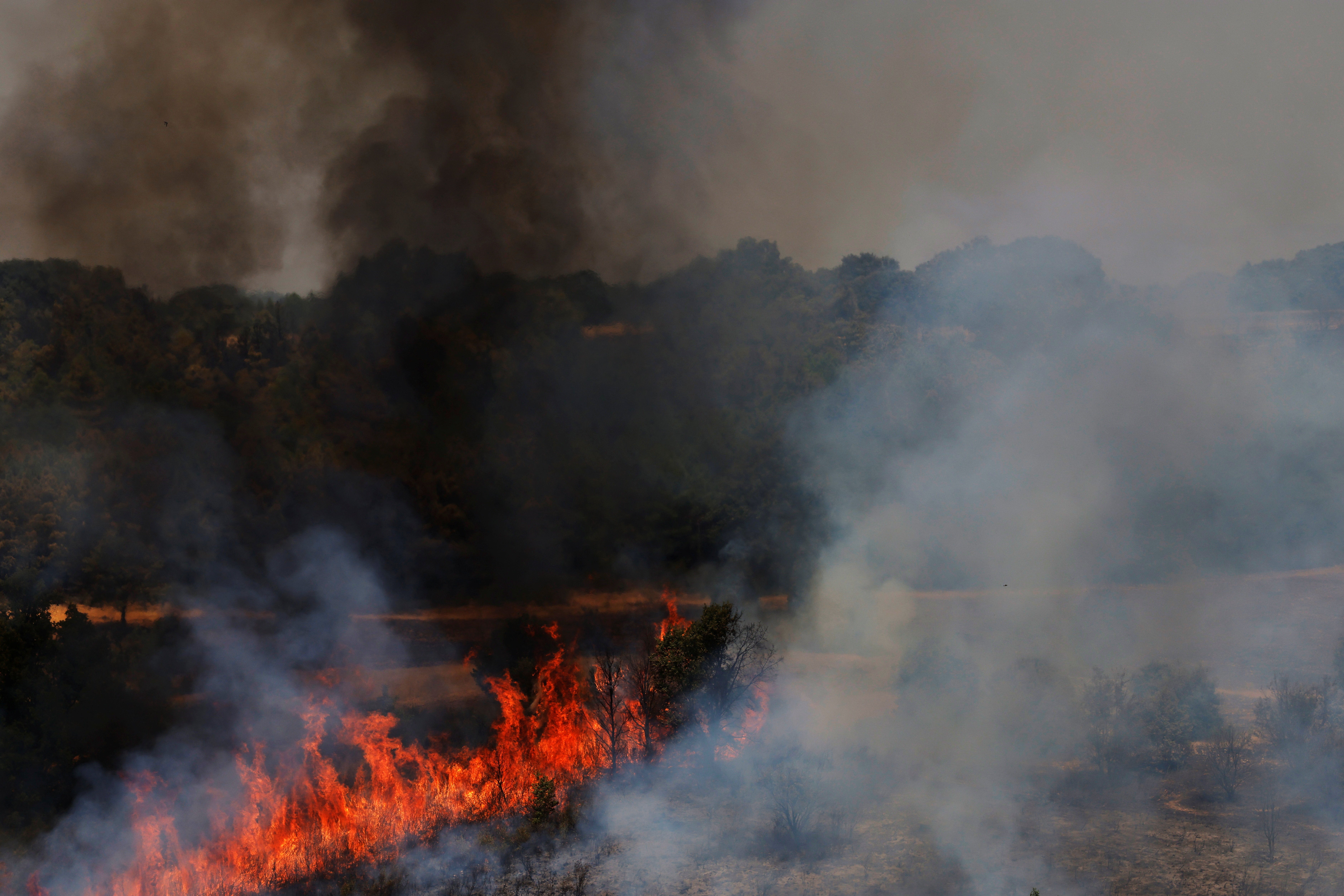 Los incendios forestales seguían activos este lunes en Congosta, en la comunidad de Castilla y León