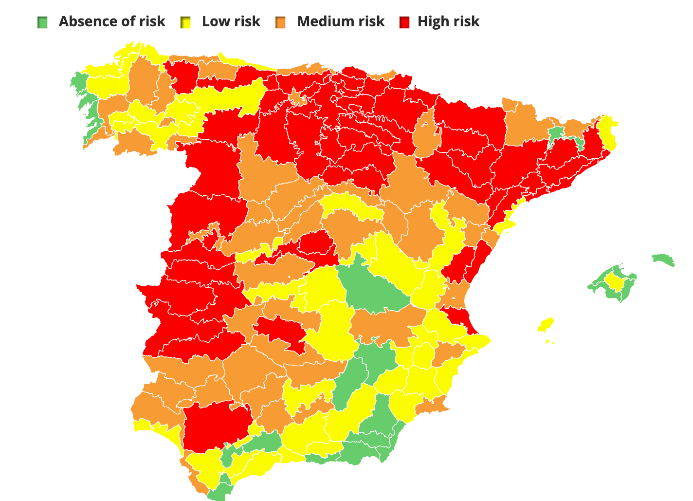 El norte y el este de España fueron declarados en “alto riesgo”