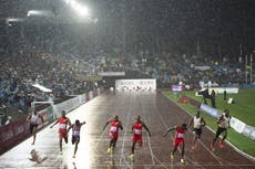 Noah Lyles pierde ante Oblique Seville en los 100 metros bajo la lluvia en Lausana