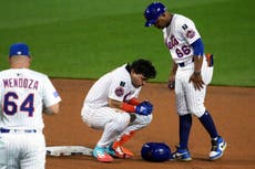 Receptor de Mets Francisco Álvarez se fractura el meñique tras golpe en juego de rehabilitación