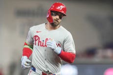 Harper conecta jonrón y Filis, líderes del Este de la Liga Nacional, vencen 4-2 a Marlins