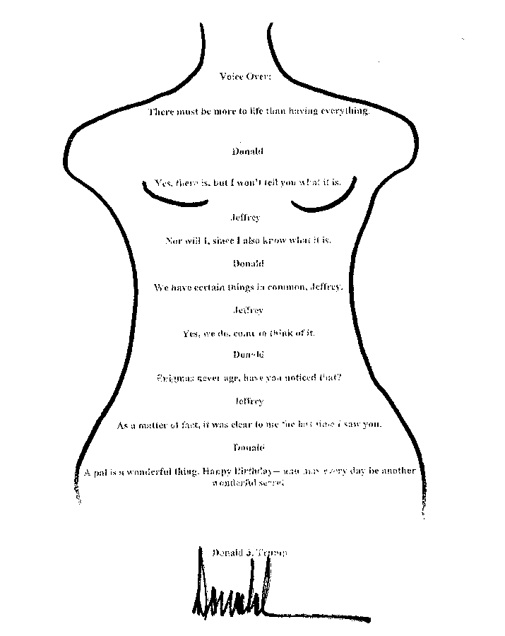 La imagen de la supuesta tarjeta de cumpleaños que Donald Trump envió a Jeffrey Epstein fue difundida por el Comité de Supervisión de la Cámara de Representantes.