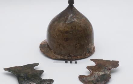 Casco Montefortino romano hallado en el fondo marino de las islas Égadas