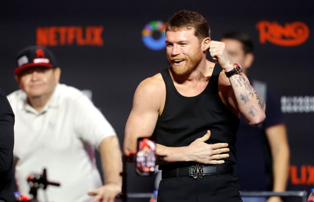 <p>Canelo Álvarez durante la rueda de prensa del jueves</p>