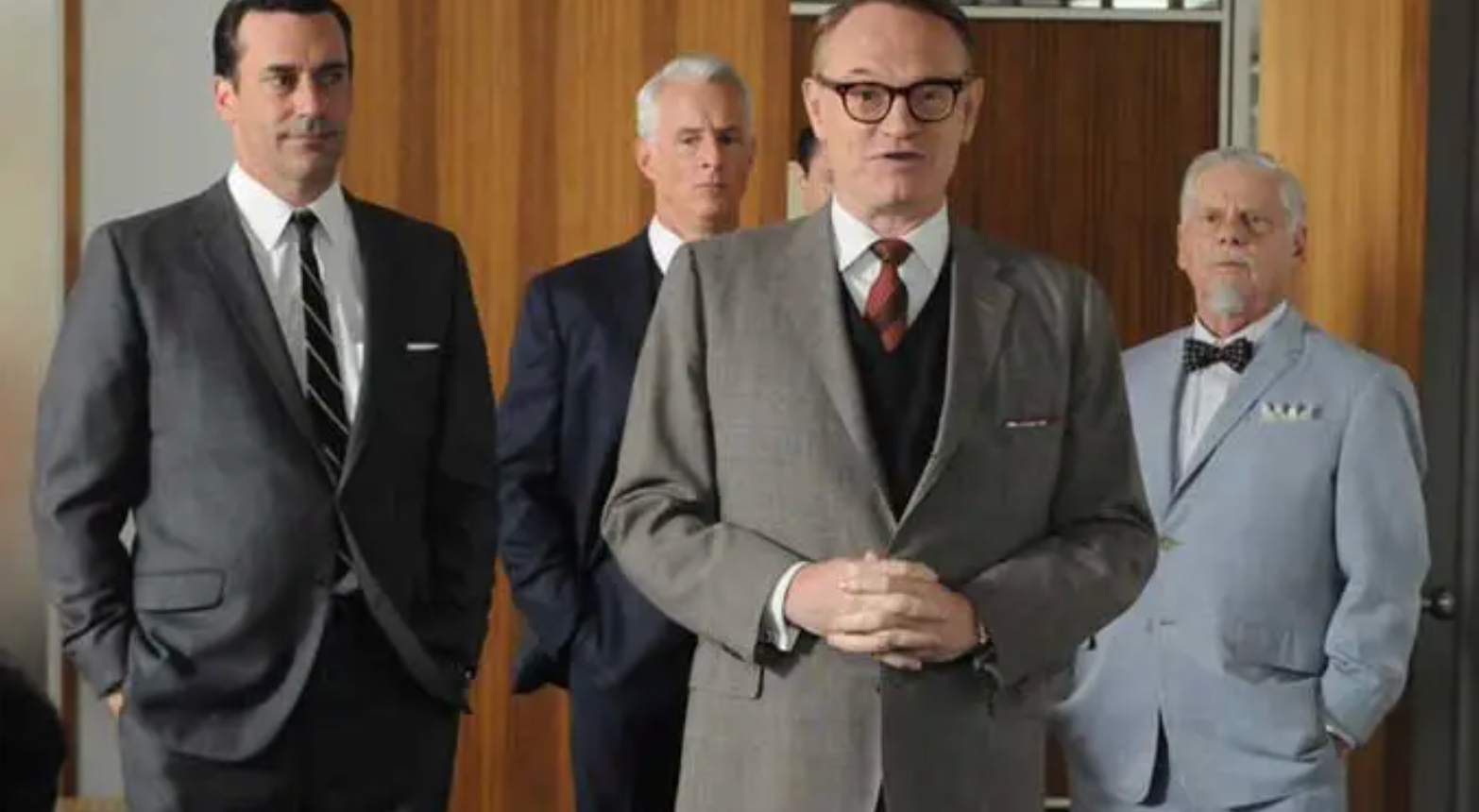 De izquierda a derecha, Jon Hamm, John Slattery, Jared Harris y Robert Morse en ‘Mad Men’
