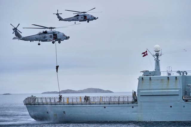 <p>Las fuerzas danesas, fotografiadas durante entrenamientos en Groenlandia el año pasado, están preparadas para “dar batalla” en caso de una invasión estadounidense</p>