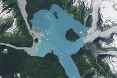 Retroceso del glaciar Alsek revela una nueva isla en el sureste de Alaska