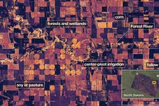 Imágenes de nuevo satélite cartográfico muestran costa de Maine y campos de Dakota del Norte